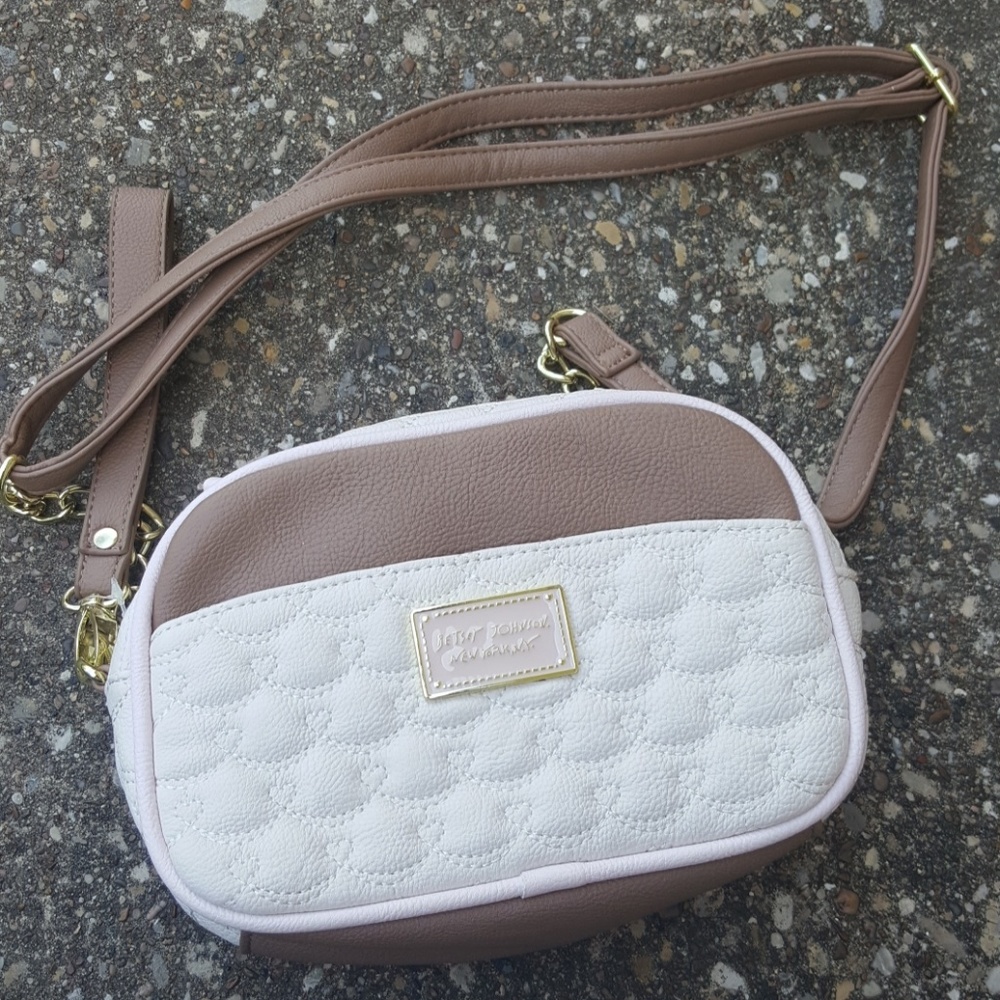 Betsey Johnson Bone Quilted Crossbody Purse